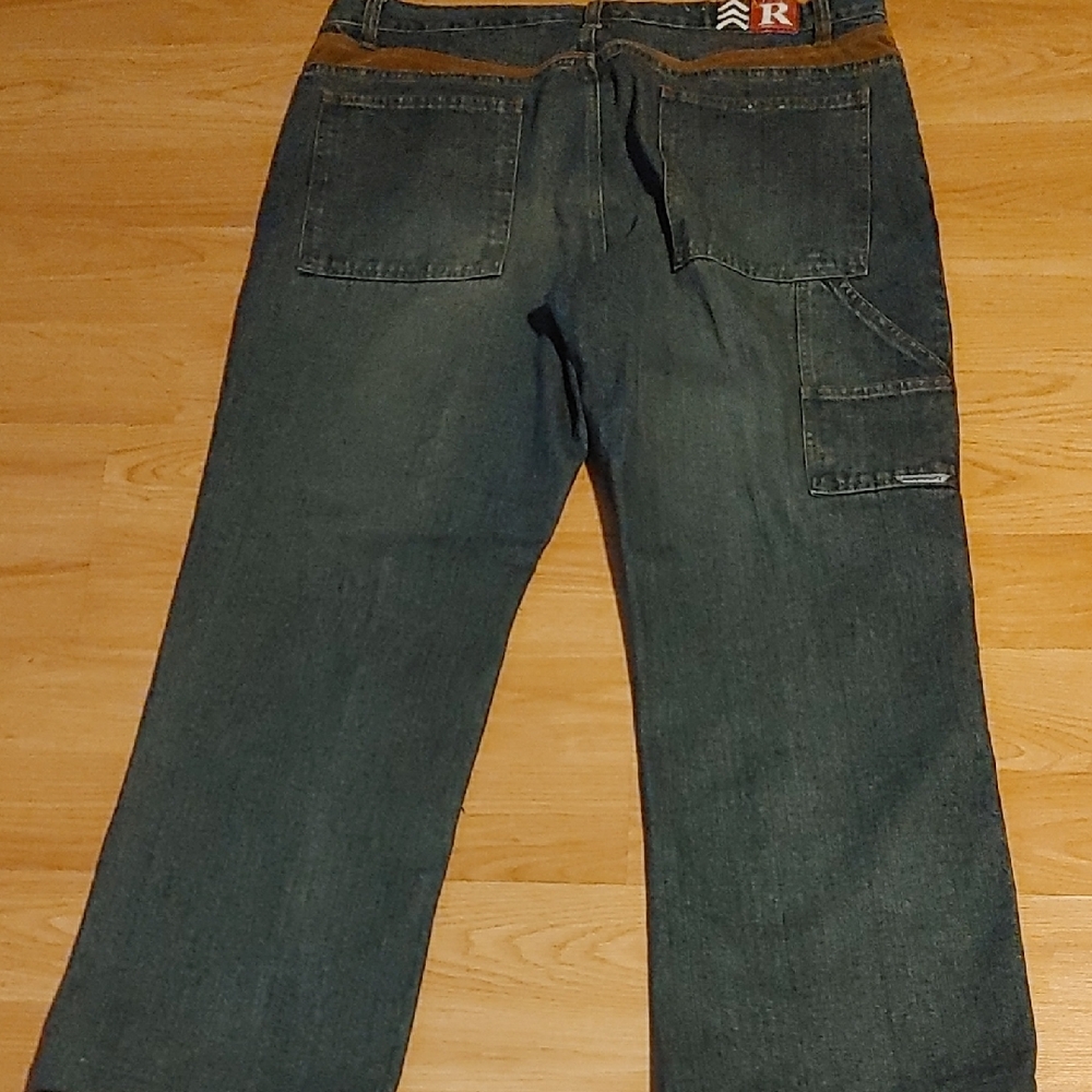 Request Blue Denim Jeans with Brown Accents Sz 36